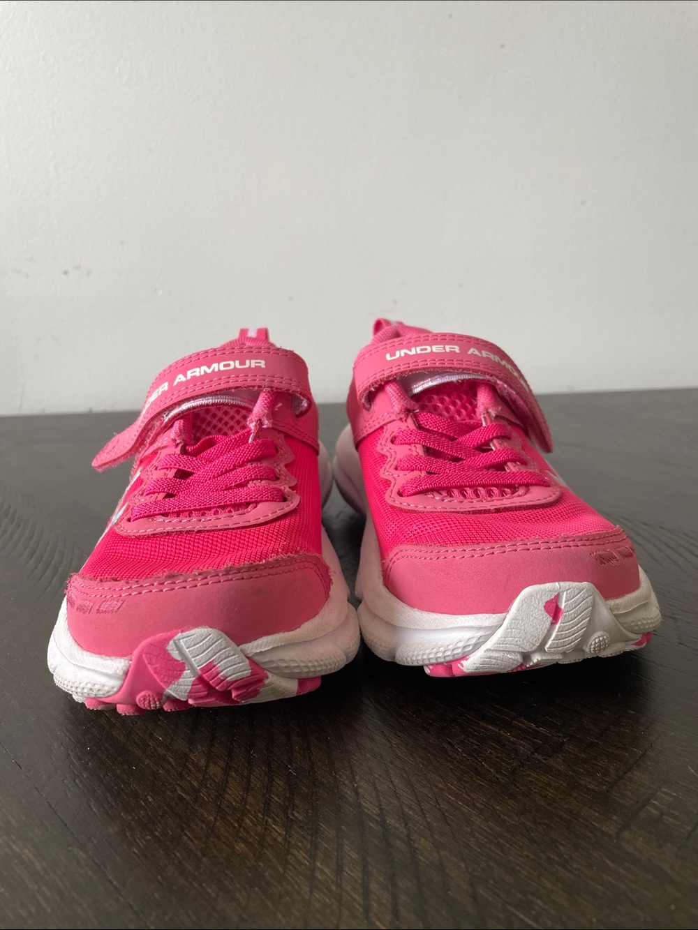 LIKE NEW - Under Armour Kids Pink and White Athletic Sneakers - Picture 2 of 7